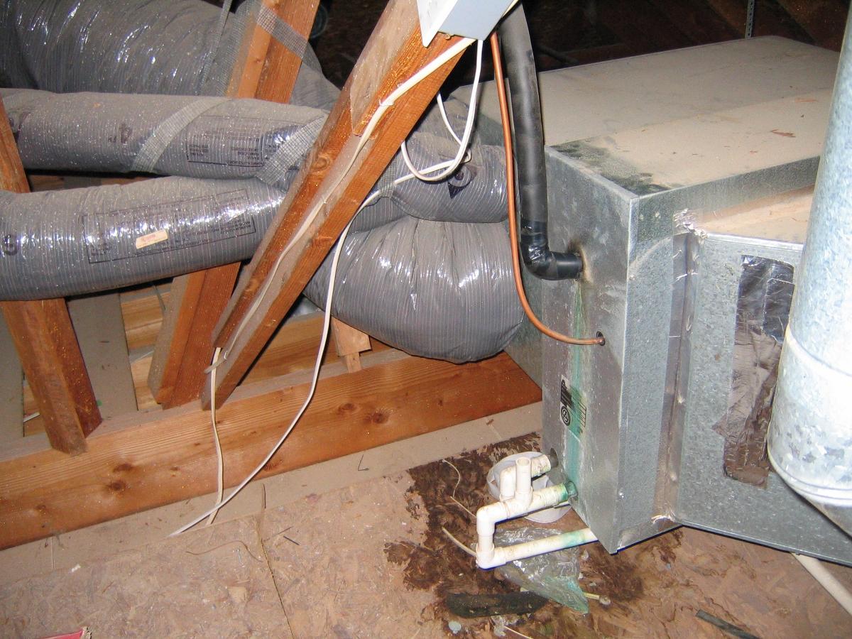 Repairing heater in attic