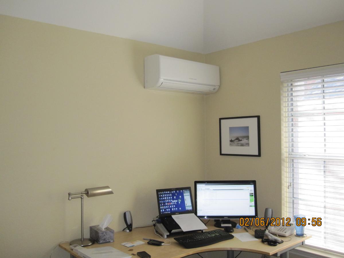 Ductless mini split installed in residetnial office