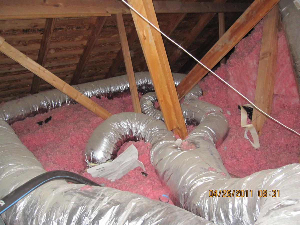 Attic insulation and air ductwork