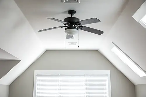 Ceiling fan installed in modern home with professional electrical service